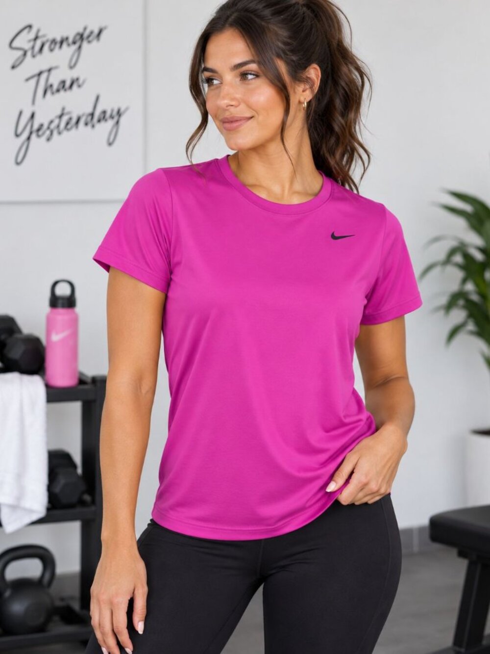 Nike Dri-FIT Women’s Pink Athletic Tee Running Gym Athleisure Workout Shirt Size